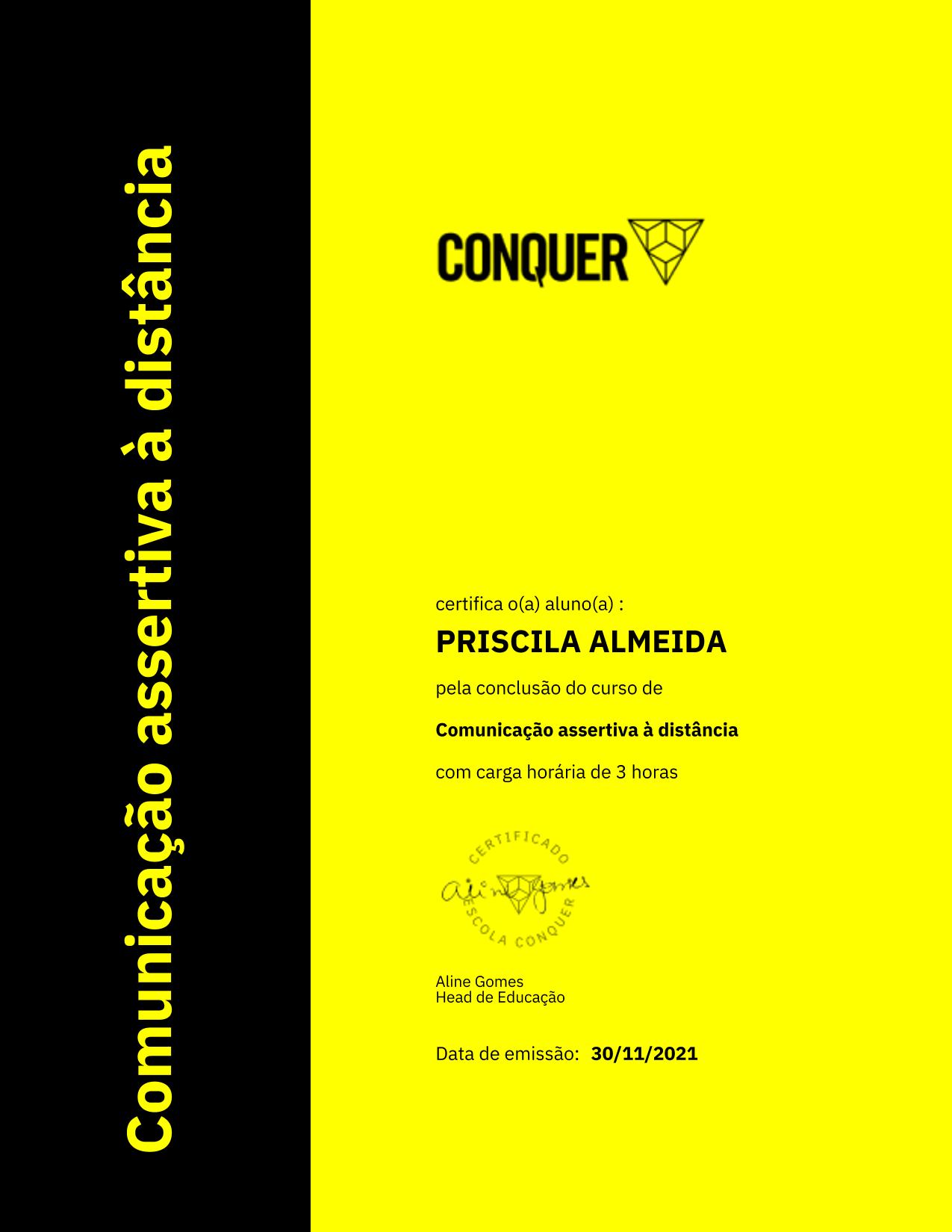 Certificado de Comunicação assertiva à distância